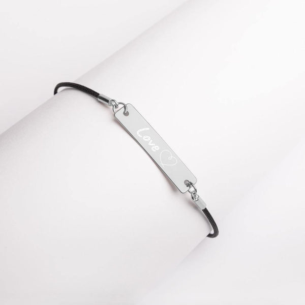 "LOVE" Engraved Silver Bar String Bracelet - LatiCaftan